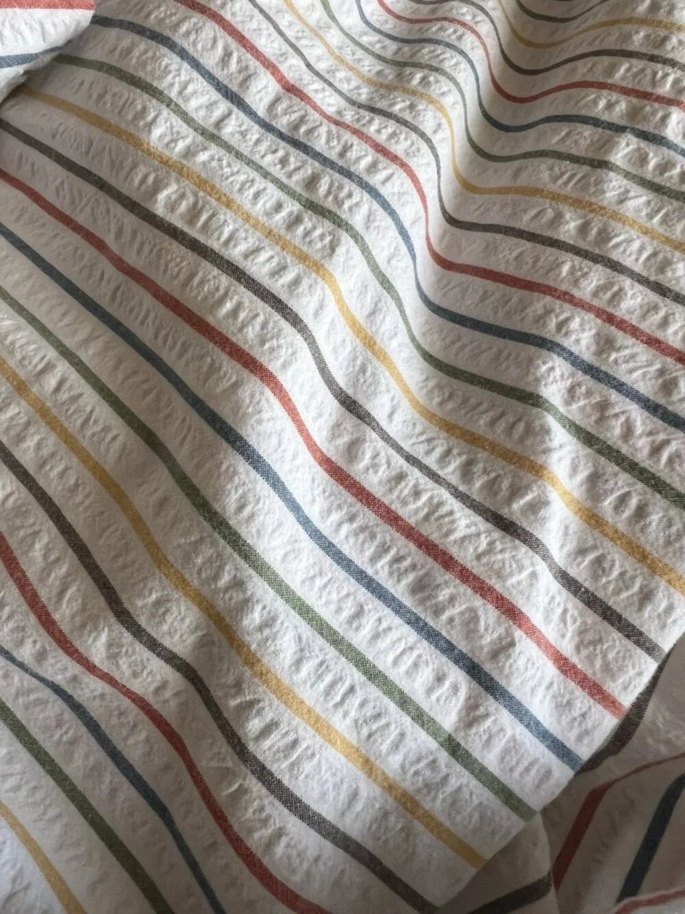 IKEA RAJGRÄS Full Queen Duvet Cover Seersucker Multicolor Stripes 100% Cotton